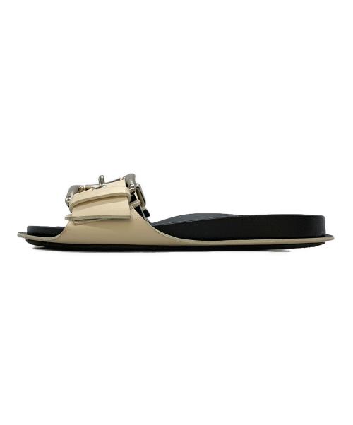 MARNI（マルニ）MARNI (マルニ) LEATHER FLIP FLOPS ブラック×ホワイト サイズ:37の古着・服飾アイテム