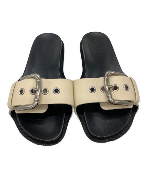MARNI（マルニ）MARNI (マルニ) LEATHER FLIP FLOPS ブラック×ホワイト サイズ:37の古着・服飾アイテム