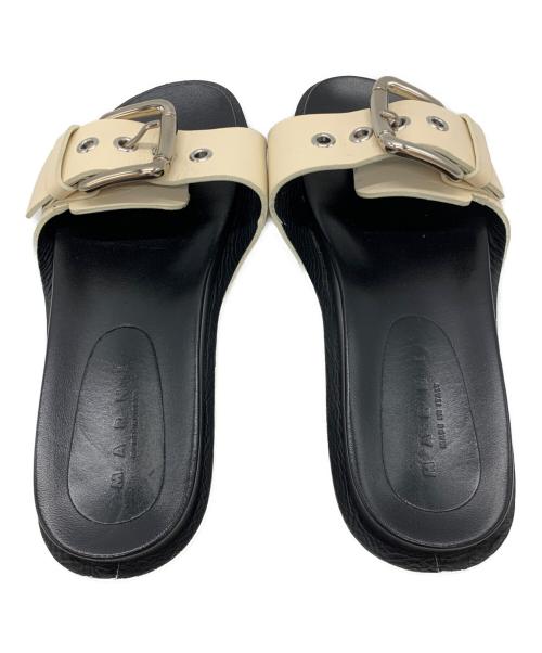 MARNI（マルニ）MARNI (マルニ) LEATHER FLIP FLOPS ブラック×ホワイト サイズ:37の古着・服飾アイテム