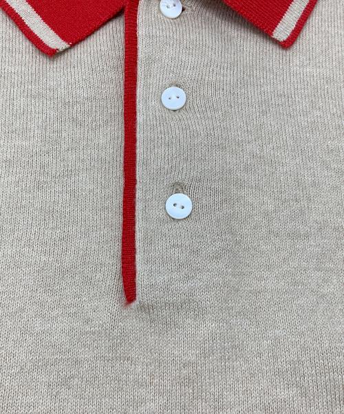 LEVI'S MADE&CRAFTED（リーバイスメイドクラフテッド）LEVI'S MADE&CRAFTED (リーバイスメイドクラフテッド) ニットポロシャツ ベージュ×レッド サイズ:S(JAPAN SIZE M)の古着・服飾アイテム