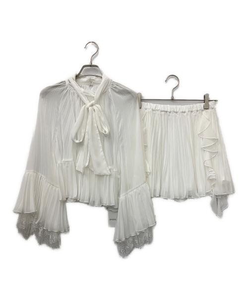 Snidel（スナイデル）Snidel (スナイデル) レーストリムシフォンセットアップ ホワイトの古着・服飾アイテム