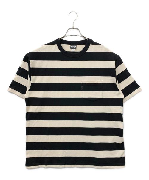 Schott（ショット）Schott (ショット) 半袖カットソー ブラック×ベージュ サイズ:X-LARGEの古着・服飾アイテム