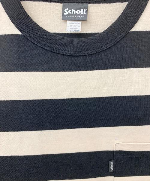 Schott（ショット）Schott (ショット) 半袖カットソー ブラック×ベージュ サイズ:X-LARGEの古着・服飾アイテム