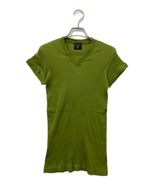 Jean Paul Gaultier homme（ジャンポールゴルチェオム）Jean Paul Gaultier homme (ジャンポールゴルチェオム) VネックリブTシャツ グリーン サイズ:Mの古着・服飾アイテム