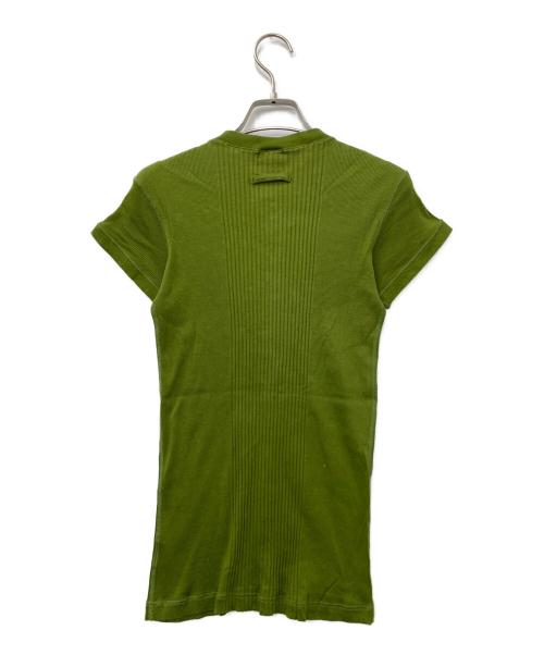 Jean Paul Gaultier homme（ジャンポールゴルチェオム）Jean Paul Gaultier homme (ジャンポールゴルチェオム) VネックリブTシャツ グリーン サイズ:Mの古着・服飾アイテム