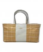 Ele`Sacエルサック）の古着「CHECK WIDE TOTE」｜ホワイト×オレンジ