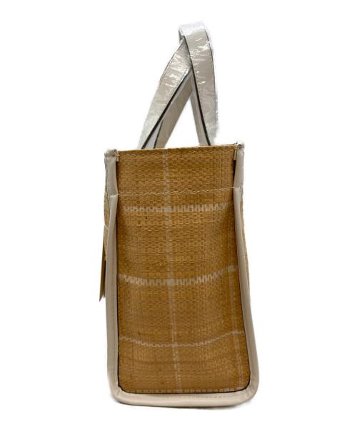 Ele`Sac（エルサック）Ele`Sac (エルサック) CHECK WIDE TOTE ホワイト×オレンジ サイズ:Fの古着・服飾アイテム