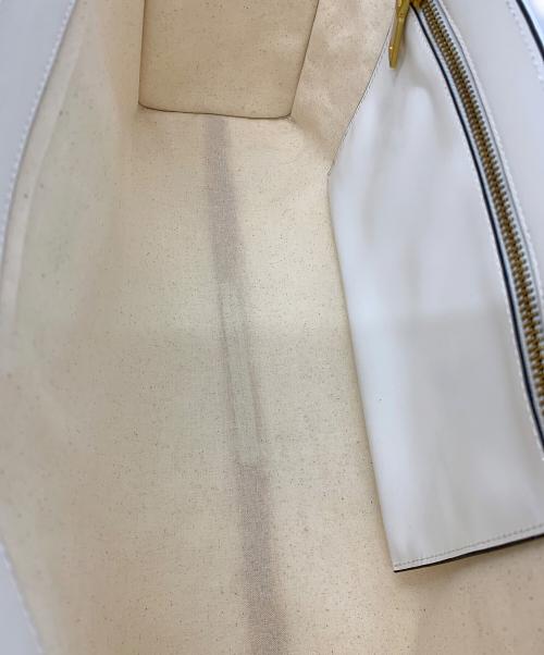 Ele`Sac（エルサック）Ele`Sac (エルサック) CHECK WIDE TOTE ホワイト×オレンジ サイズ:Fの古着・服飾アイテム