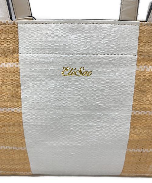 Ele`Sac（エルサック）Ele`Sac (エルサック) CHECK WIDE TOTE ホワイト×オレンジ サイズ:Fの古着・服飾アイテム