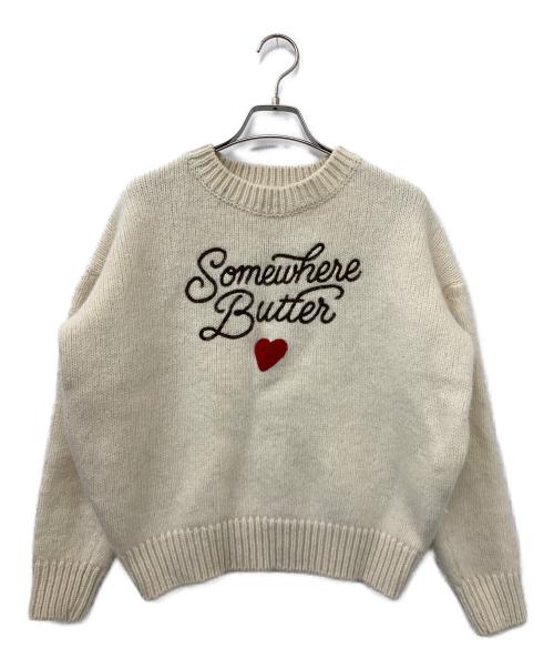 somewhere butter（サムウェア バター）somewhere butter (サムウェア バター) Boucle Heart Wool Knit アイボリー サイズ:Freeの古着・服飾アイテム