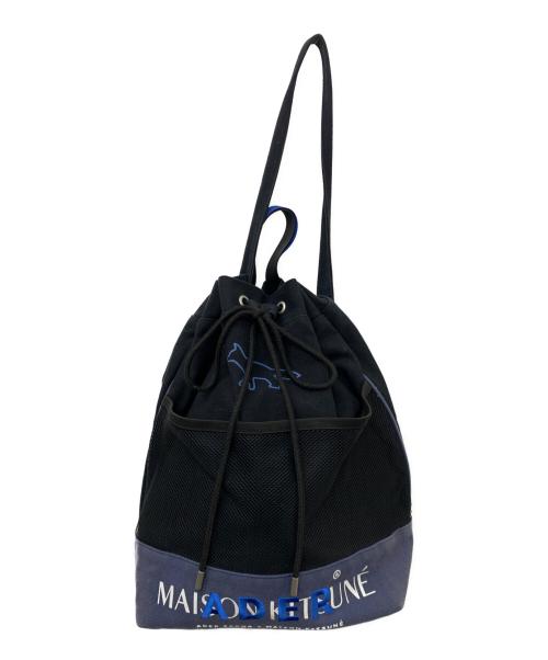 maison kitsune（アシッドメゾンキツネ）MAISON KITSUNE (アシッドメゾンキツネ) ADER error (アーダーエラー) 巾着 ネイビー×ブルーの古着・服飾アイテム