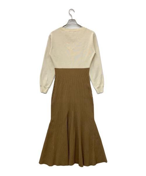 Noble（ノーブル）Noble (ノーブル) ニットワンピース アイボリー×ブラウン サイズ:表記なしの古着・服飾アイテム