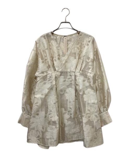 acka（エーシーケーエー）acka (エーシーケーエー) ジャガードミニドレス ベージュ サイズ:Fの古着・服飾アイテム