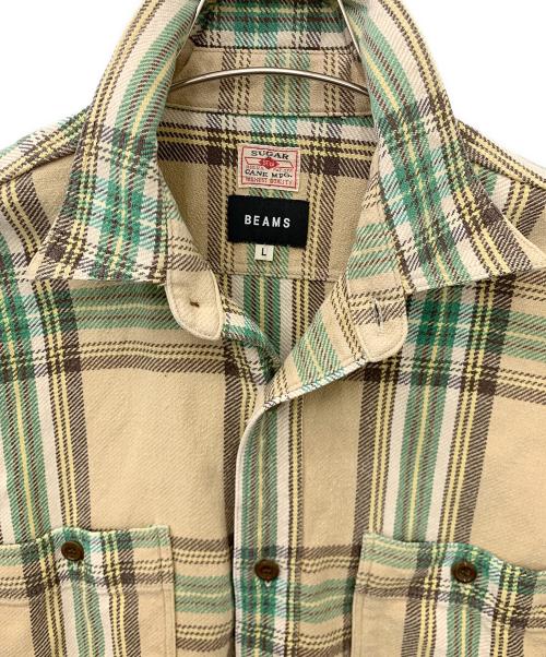 SUGAR CANE（シュガーケーン）SUGAR CANE (シュガーケーン) BEAMS (ビームス) フランネルチェックシャツ ベージュ サイズ:Lの古着・服飾アイテム