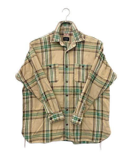 SUGAR CANE（シュガーケーン）SUGAR CANE (シュガーケーン) BEAMS (ビームス) フランネルチェックシャツ ベージュ サイズ:Lの古着・服飾アイテム