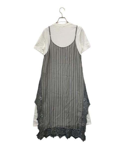 REKISAMI（レキサミ）REKISAMI (レキサミ) 半袖ワンピース ホワイト×グレー サイズ:2の古着・服飾アイテム