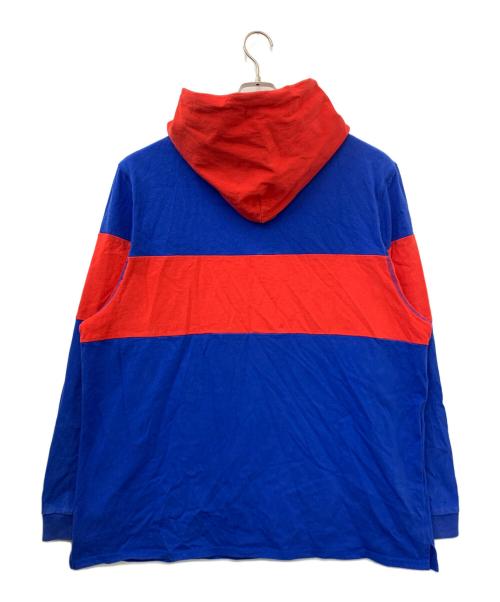 LFYT（エルエフワイティー）LFYT (エルエフワイティー) CLASSIC LOGO HOODED RUGBY JERSEY ブルー×レッド サイズ:XXLの古着・服飾アイテム