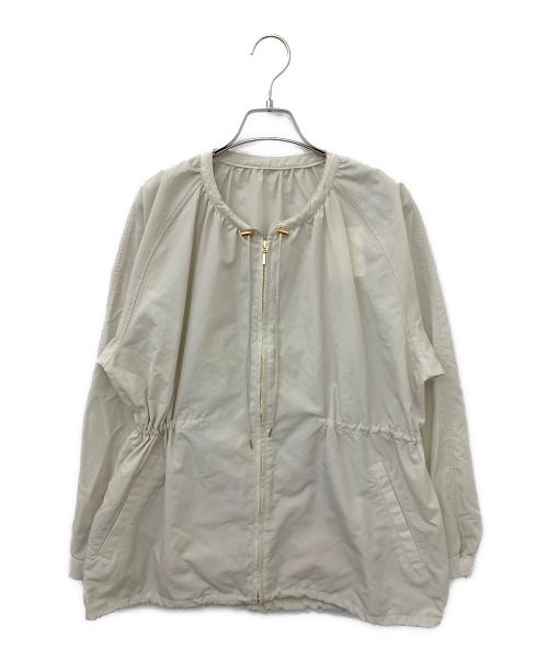 green label relaxing（グリーンレーベルリラクシング）green label relaxing (グリーンレーベルリラクシング) ギャザー ノーカラー ブルゾン ホワイト サイズ:36の古着・服飾アイテム