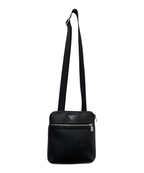 EMPORIO ARMANI（エンポリオ アルマーニ）EMPORIO ARMANI (エンポリオ アルマーニ) フラットショルダーバッグ ブラックの古着・服飾アイテム