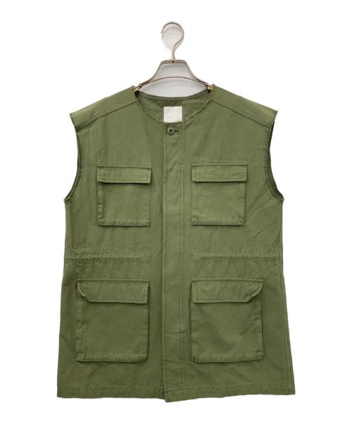 SHENERY（シーナリー）SHENERY (シーナリー) ノーカラーミリタリーベスト カーキ サイズ:Fの古着・服飾アイテム