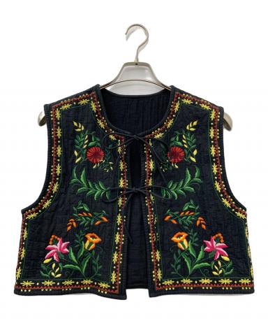 中古・古着通販】freada (フリーダ) 刺繍ベスト ブラック サイズ:F