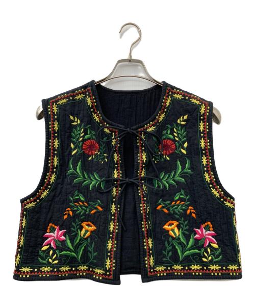 freada（フリーダ）freada (フリーダ) 刺繍ベスト ブラック サイズ:Fの古着・服飾アイテム
