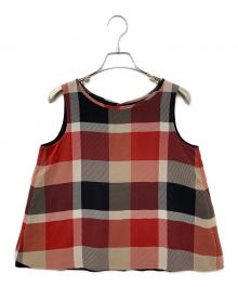 BLUE LABEL CRESTBRIDGE（ブルーレーベルクレストブリッジ）の古着「ノースリーブブラウス」｜レッド×ブラック
