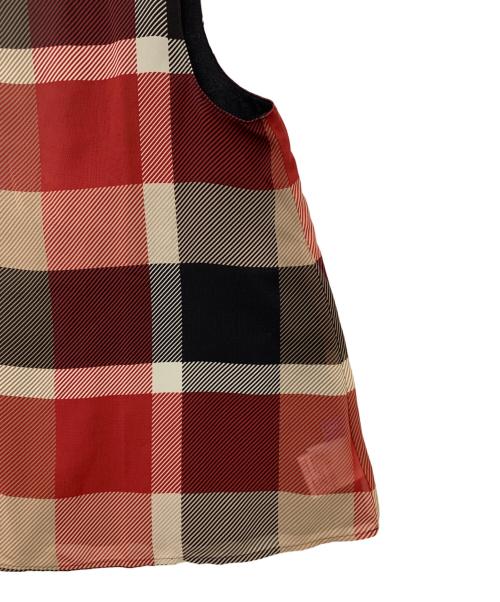 BLUE LABEL CRESTBRIDGE（ブルーレーベルクレストブリッジ）BLUE LABEL CRESTBRIDGE (ブルーレーベルクレストブリッジ) ノースリーブブラウス レッド×ブラック サイズ:36の古着・服飾アイテム