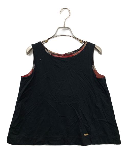 BLUE LABEL CRESTBRIDGE（ブルーレーベルクレストブリッジ）BLUE LABEL CRESTBRIDGE (ブルーレーベルクレストブリッジ) ノースリーブブラウス レッド×ブラック サイズ:36の古着・服飾アイテム