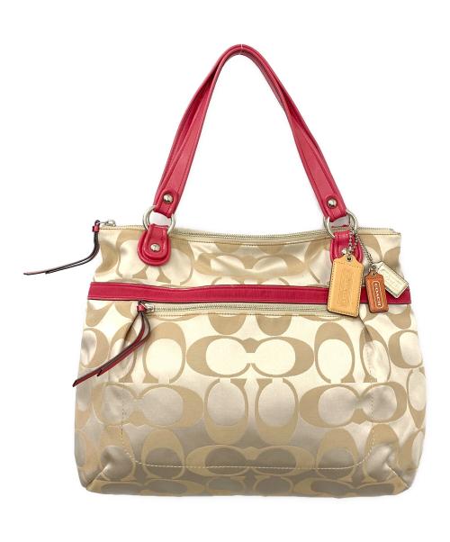 COACH（コーチ）COACH (コーチ) トートバッグ ベージュ×ピンクの古着・服飾アイテム