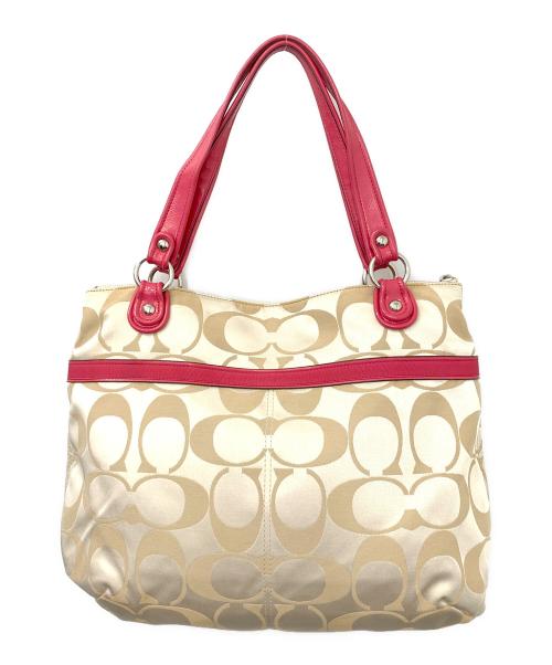 COACH（コーチ）COACH (コーチ) トートバッグ ベージュ×ピンクの古着・服飾アイテム