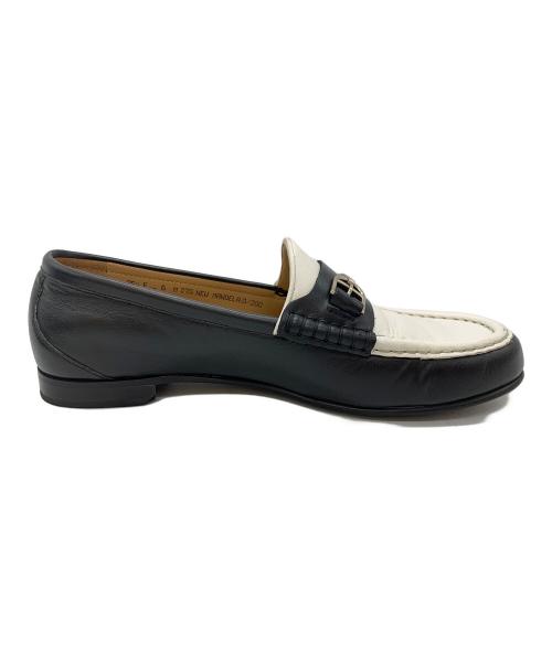 BALLY（バリー）BALLY (バリー) ビットローファー ブラック×ホワイト サイズ:6の古着・服飾アイテム