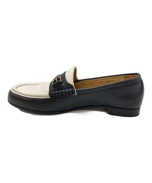 BALLY（バリー）BALLY (バリー) ビットローファー ブラック×ホワイト サイズ:6の古着・服飾アイテム