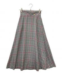 BLUE LABEL CRESTBRIDGE（ブルーレーベルクレストブリッジ）の古着「グレンチェックポプリンスカート」｜グレー