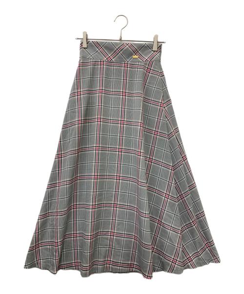 BLUE LABEL CRESTBRIDGE（ブルーレーベルクレストブリッジ）BLUE LABEL CRESTBRIDGE (ブルーレーベルクレストブリッジ) グレンチェックポプリンスカート グレー サイズ:36の古着・服飾アイテム