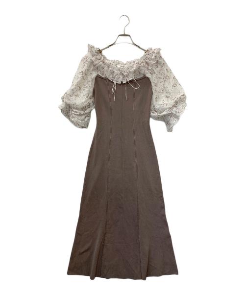 Snidel（スナイデル）Snidel (スナイデル) シアードッキングワンピース ホワイト×ベージュ サイズ:Fの古着・服飾アイテム