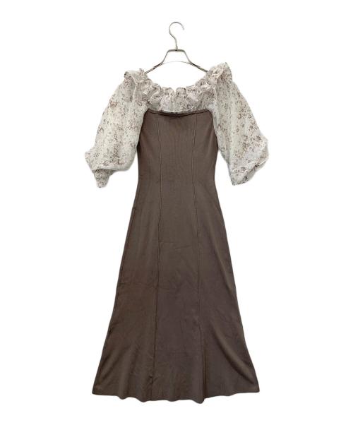 Snidel（スナイデル）Snidel (スナイデル) シアードッキングワンピース ホワイト×ベージュ サイズ:Fの古着・服飾アイテム