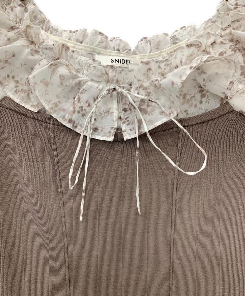 Snidel（スナイデル）Snidel (スナイデル) シアードッキングワンピース ホワイト×ベージュ サイズ:Fの古着・服飾アイテム