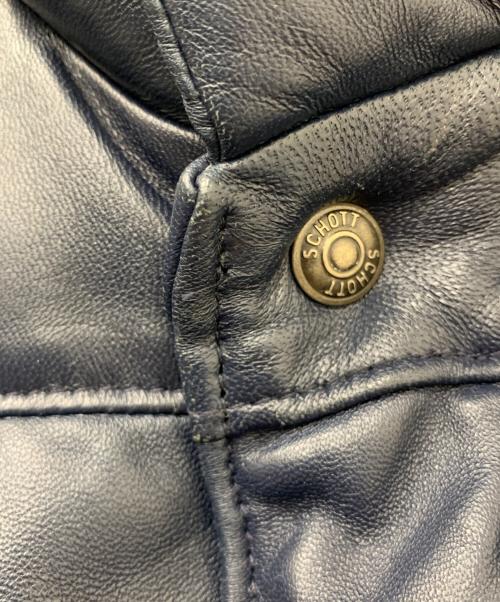 Schott（ショット）Schott (ショット) ラムレザーダウンベスト ネイビー サイズ:Lの古着・服飾アイテム