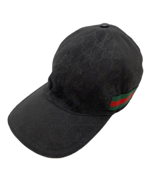 GUCCI（グッチ）GUCCI (グッチ) GGキャンバスベースボールキャップ ブラック サイズ:L(59cm)の古着・服飾アイテム