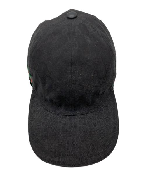 GUCCI（グッチ）GUCCI (グッチ) GGキャンバスベースボールキャップ ブラック サイズ:L(59cm)の古着・服飾アイテム