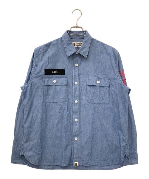 A BATHING APE（アベイシングエイプ）A BATHING APE (アベイシングエイプ) 長袖シャツ ブルー サイズ:Mの古着・服飾アイテム