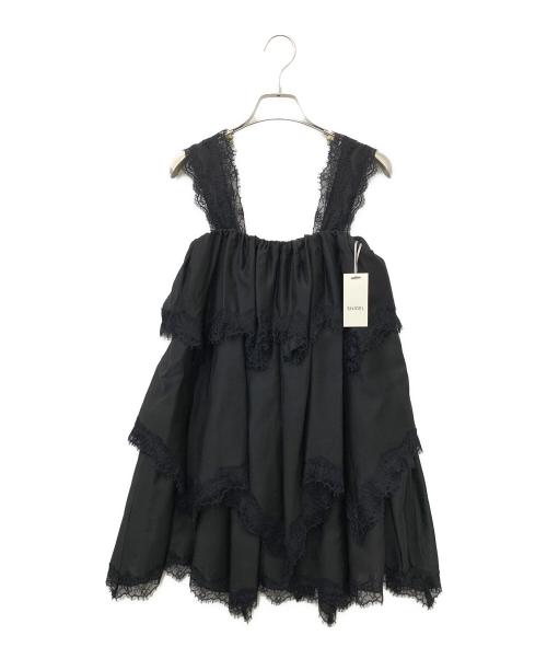 Snidel（スナイデル）Snidel (スナイデル) ティアードレースミニワンピース ブラック サイズ:1 未使用品の古着・服飾アイテム