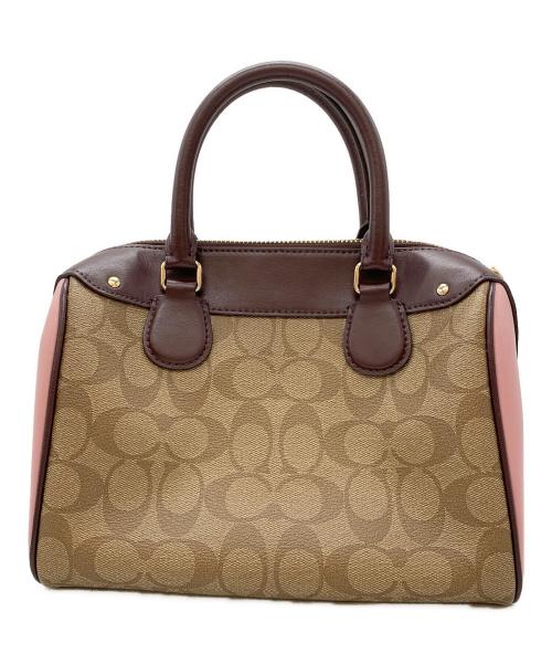 COACH（コーチ）COACH (コーチ) 2WAYミニボストンバッグ ブラウン×ピンクの古着・服飾アイテム
