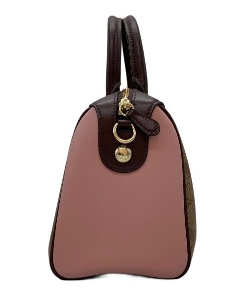 COACH（コーチ）COACH (コーチ) 2WAYミニボストンバッグ ブラウン×ピンクの古着・服飾アイテム