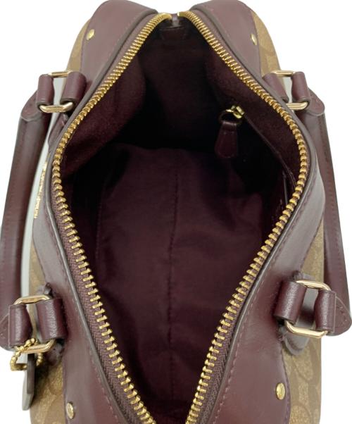 COACH（コーチ）COACH (コーチ) 2WAYミニボストンバッグ ブラウン×ピンクの古着・服飾アイテム