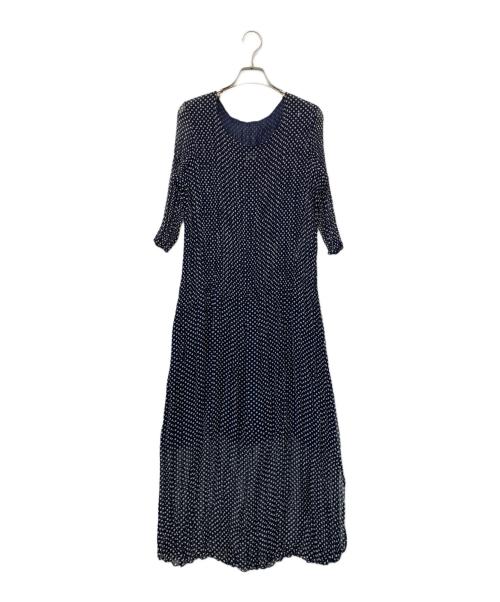 伊太利屋（イタリヤ）伊太利屋 (イタリヤ) ドットワンピース ネイビー サイズ:9の古着・服飾アイテム