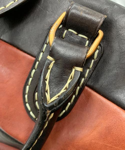 galletti（ガレッティ）Galletti (ガレッティ) ボーダーカラーレザーハンドバッグ ブラック×ブラウンの古着・服飾アイテム
