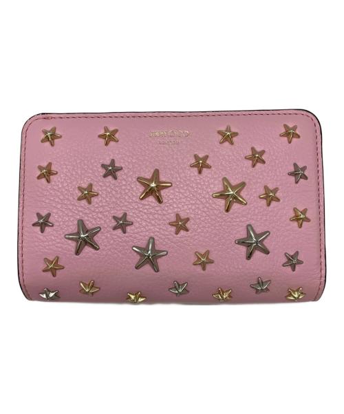JIMMY CHOO（ジミーチュウ）JIMMY CHOO (ジミーチュウ) スタースタッズ2つ折り財布 ピンクの古着・服飾アイテム