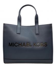 MICHAEL KORS（マイケルコース）の古着「Cooper Logo Embossed Pebbled Leather Tote Bag」｜ネイビー